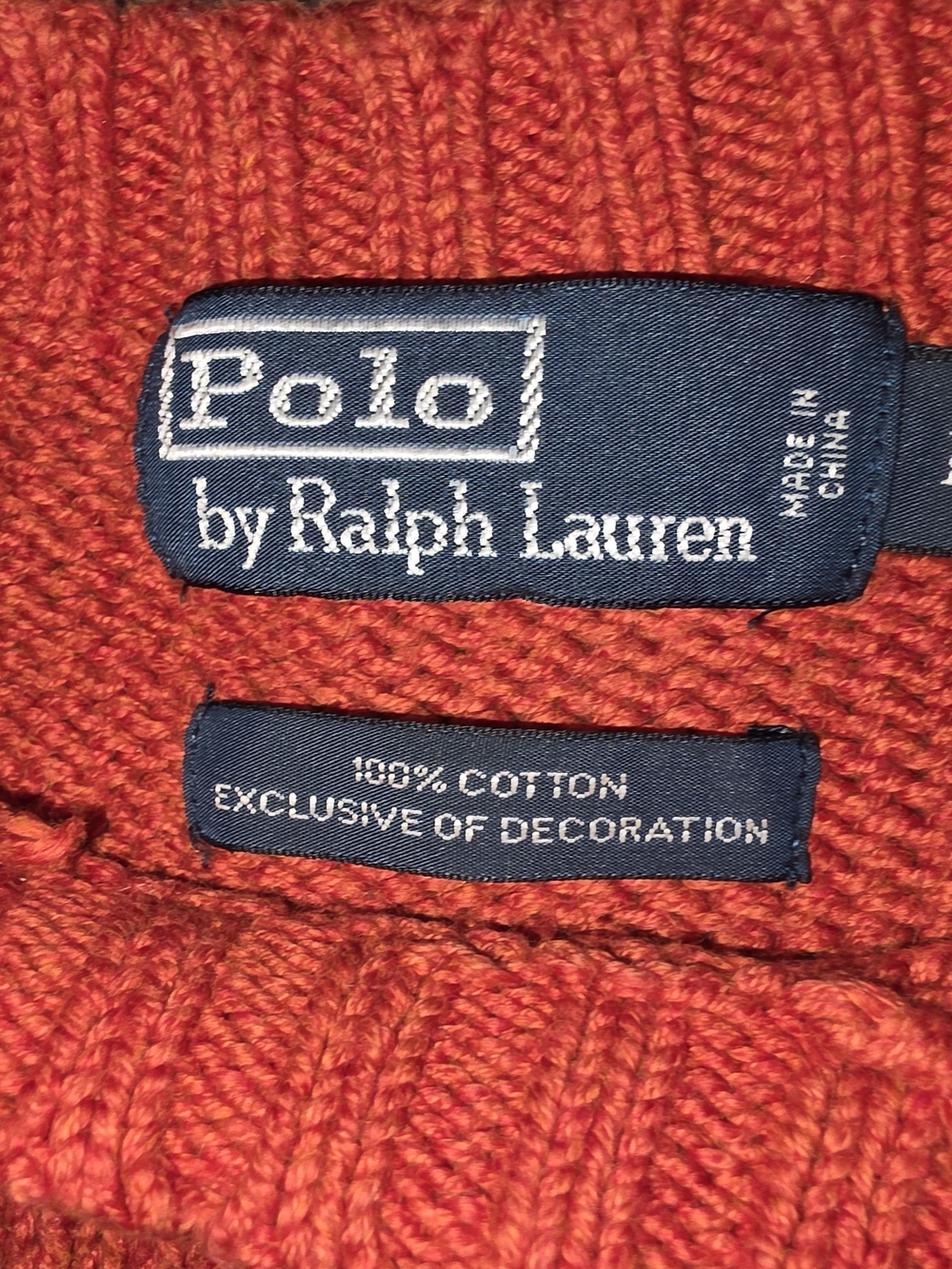 Ralph Lauren Classic Orange Knit Crewneck with Green Pony - Picture 2 of 6
